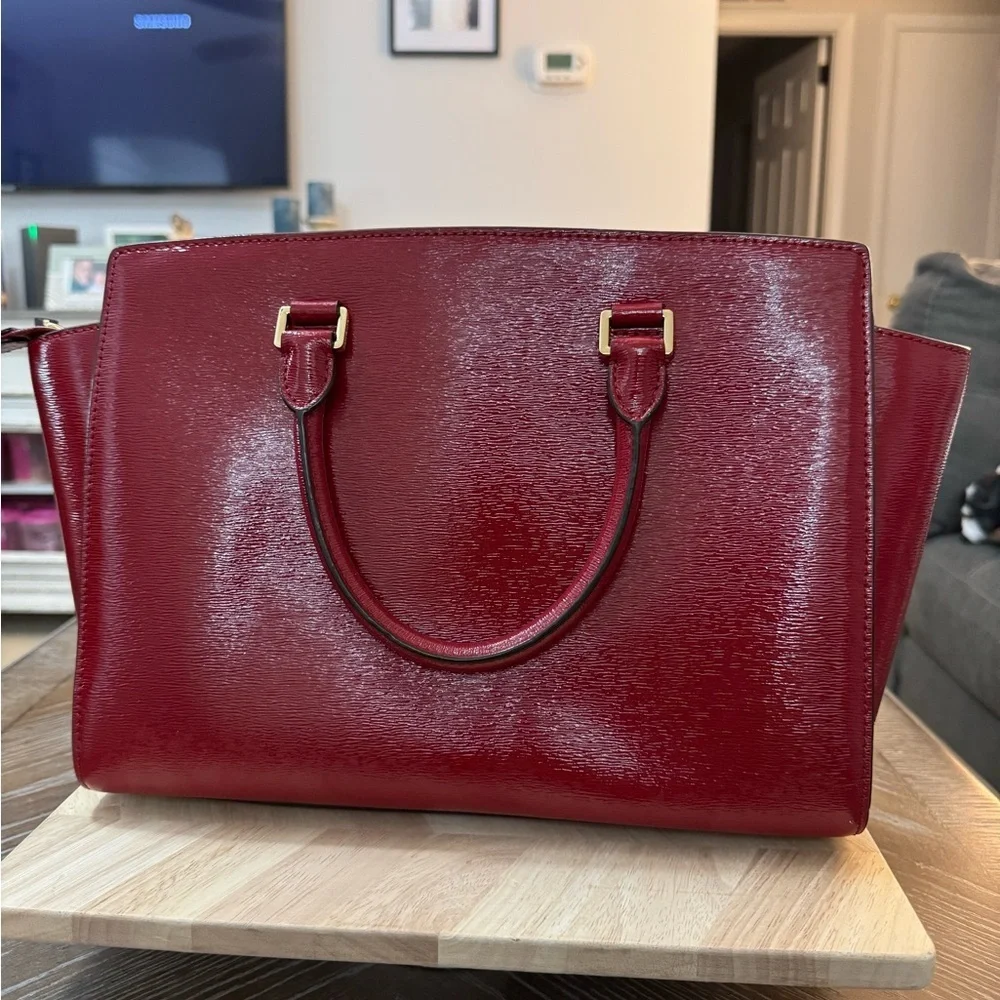 Michael Kors Red Patent Satchel with Matching Wallet